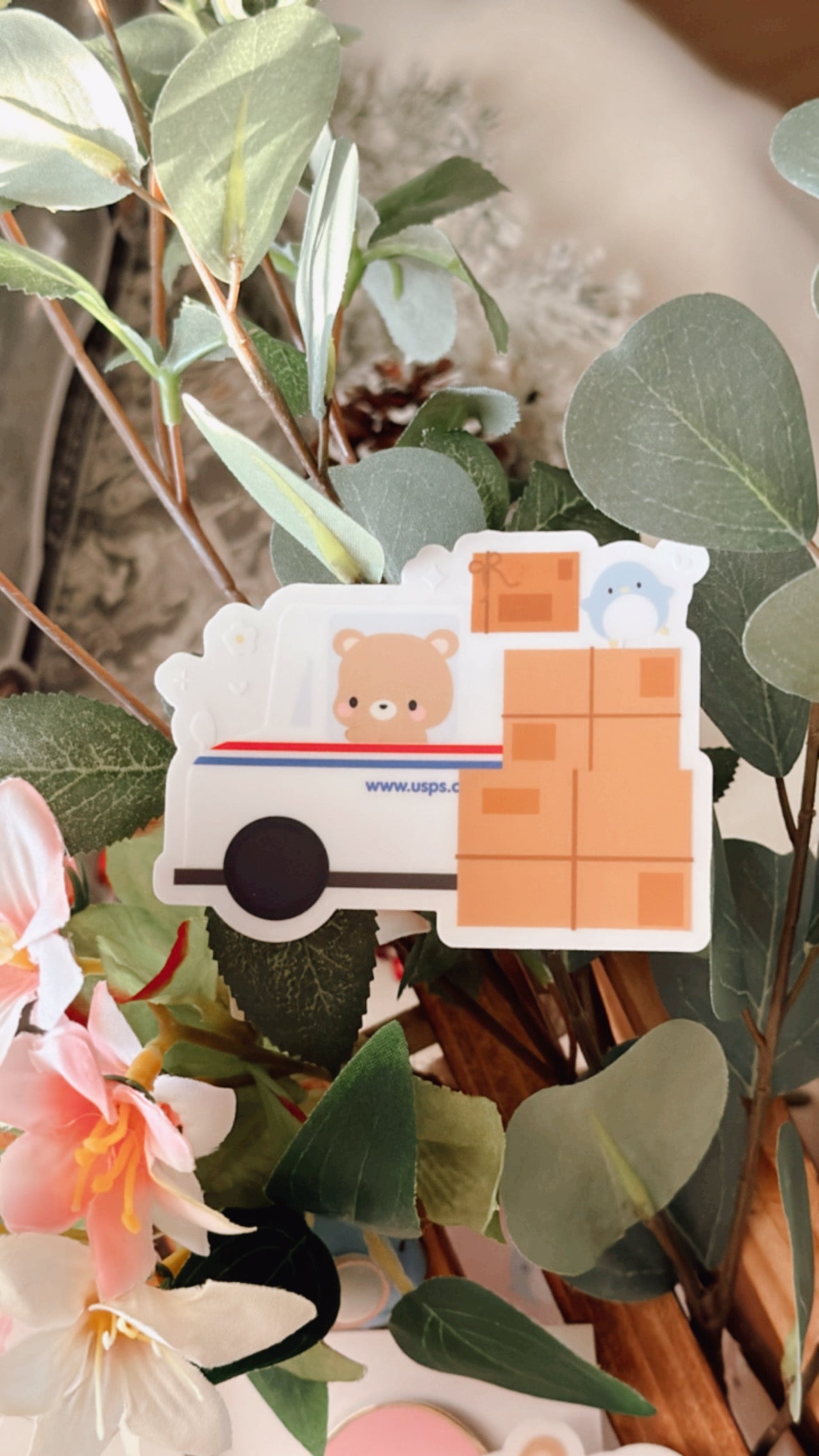 USPS Fanart with Toffee the Brown Bear and Bloo the Blue Penguin Clear Vinyl Sticker