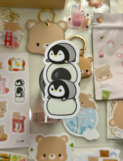 Penguin Mochi Vinyl Sticker Keychain