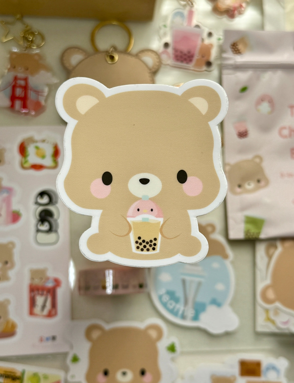 Brown Bear Toffee Boba Penguin Vinyl Sticker