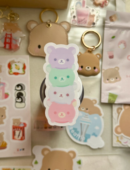 Pastel Bear Stack Vinyl Sticker | Gifts under 5 | Bear Lover Gifts