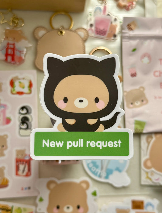 Github Pull Request - Toffee as Github Mascot Vinyl Sticker