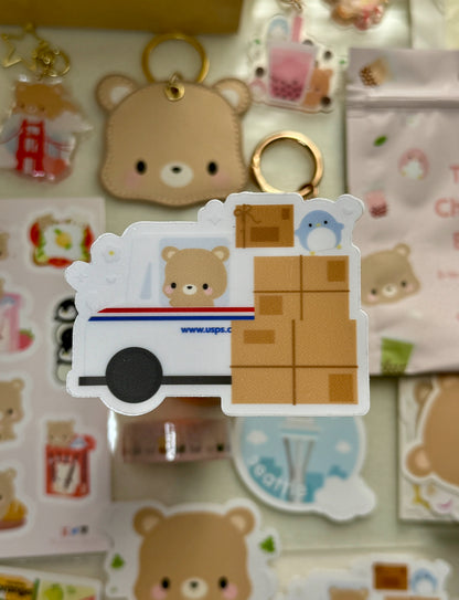 USPS Fanart với Toffee the Brown Bear và Bloo the Blue Penguin Clear Vinyl Sticker