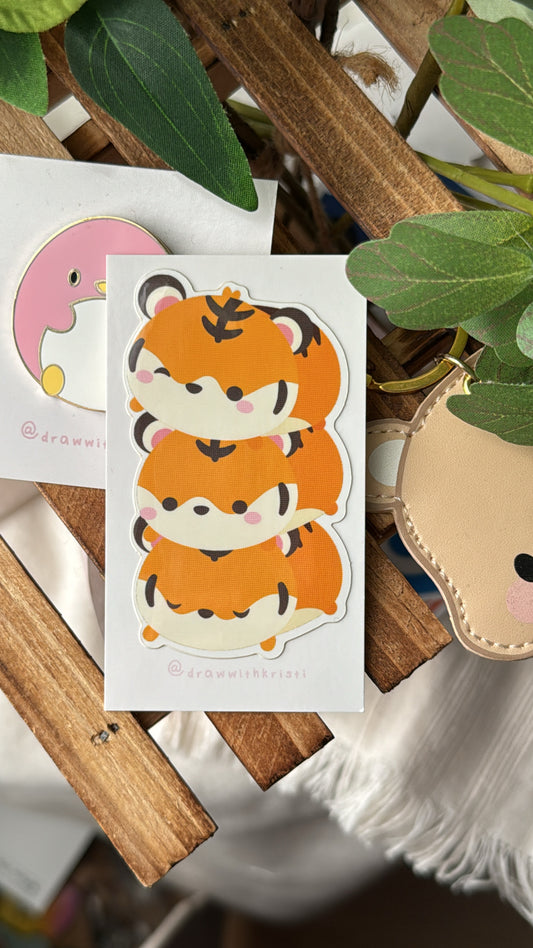 Orange Tiger Stacking Tsum Tsum Style | Lunar New Year 2022 Clear Vinyl Sticker