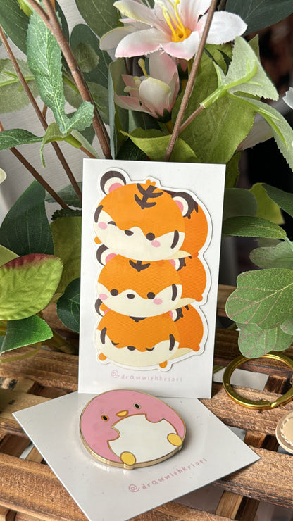 Orange Tiger Stacking Tsum Tsum Style | Lunar New Year 2022 Clear Vinyl Sticker