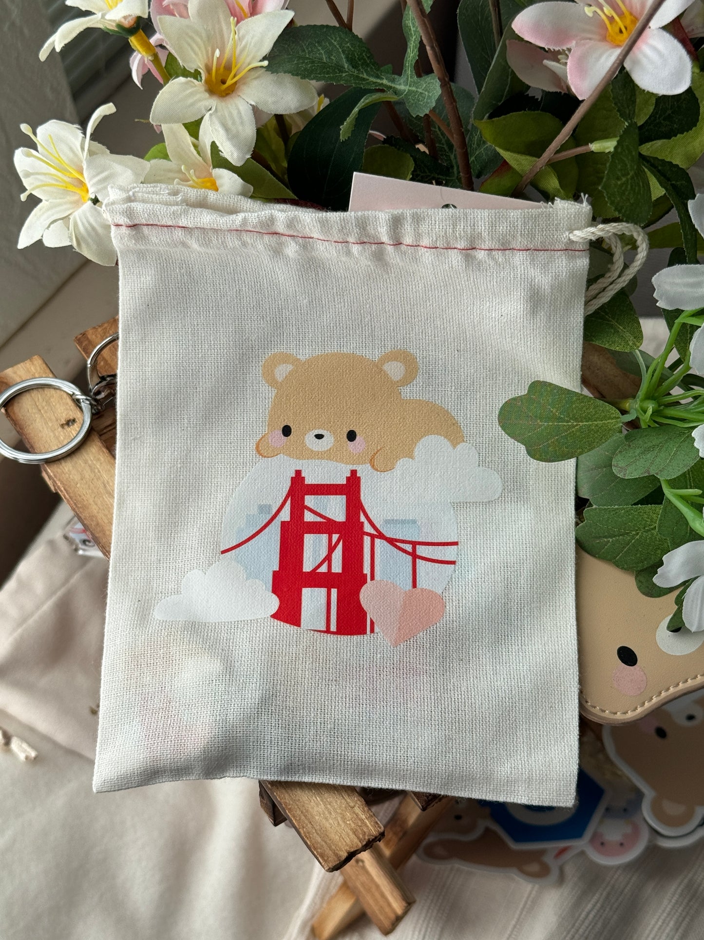 Chỉ dành cho túi: Túi vải 5x7" khu vực vịnh San Francisco Golden Gate Bridge Gấu nâu