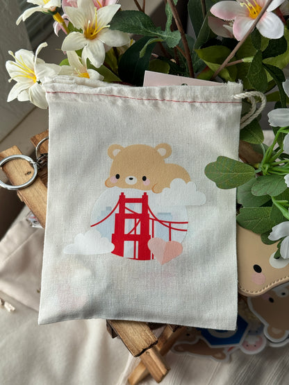 Bag Only: San Francisco Bay Area Golden Gate Bridge Brown Bear 5x7" Canvas Bag