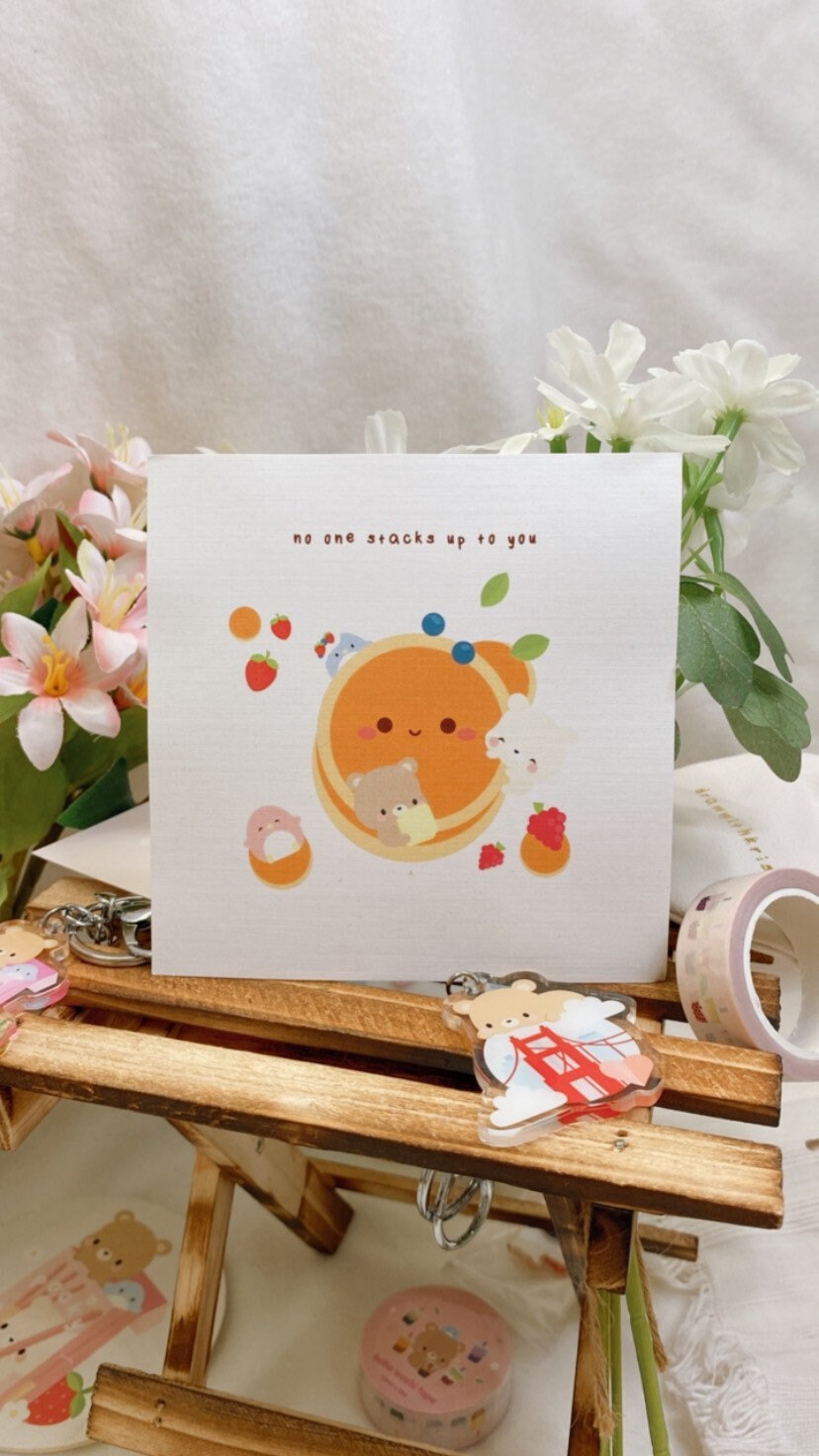 Pancake Bear Penguin Không có ai xếp chồng lên bạn Thiệp chúc mừng 4x4 "Thiệp một mặt in nghệ thuật